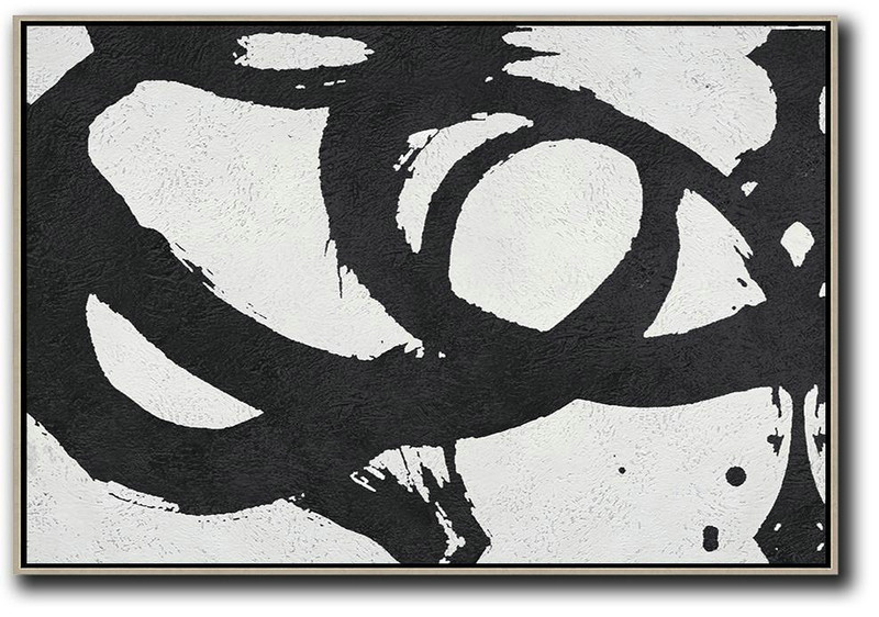 Modern Art Oil Painting,Oversized Horizontal Minimal Art On Canvas - Home Decor Canvas